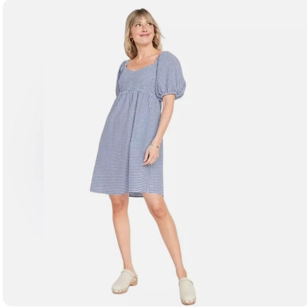 Old Navy Fit & Flare Puff-Sleeve Seersucker All-Day Mini Dress